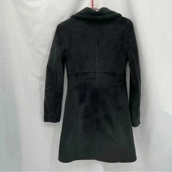 Athleta Women's Long Sherpa Minka Coat XS Black Fleece Zipper Closure Pockets - Picture 5 of 16